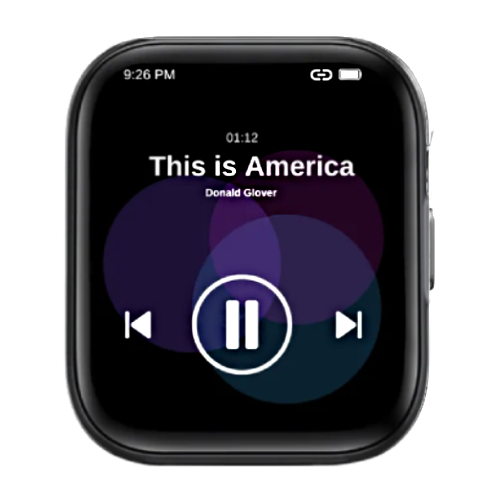 Smartwatch music control app screen