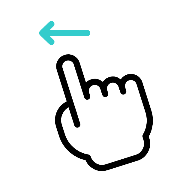 Animated hand with arrow pointing left