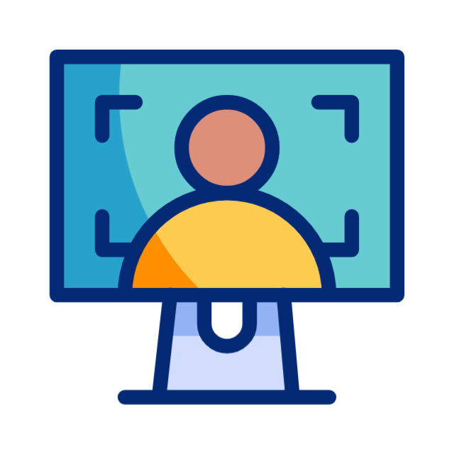 Animated man on TV screen moving side to side